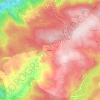 Carte topographique Cazalits, altitude, relief