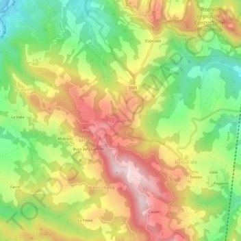 Carte topographique La Guarda, altitude, relief