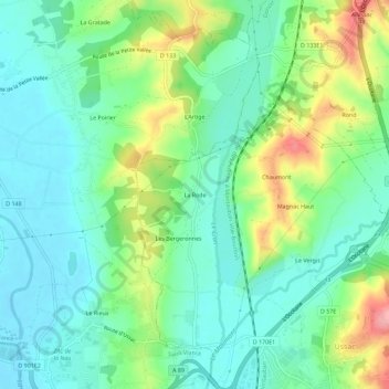 Carte topographique La Rode, altitude, relief