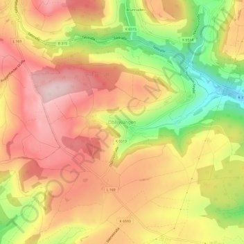 Carte topographique Oberwangen, altitude, relief