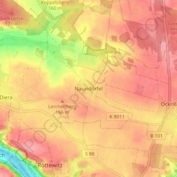 Carte topographique Naundörfel, altitude, relief