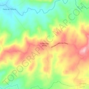 Carte topographique Coxilha das Flores, altitude, relief
