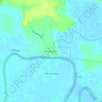 Carte topographique Rio dos Anjos, altitude, relief