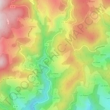 Carte topographique La Combe, altitude, relief