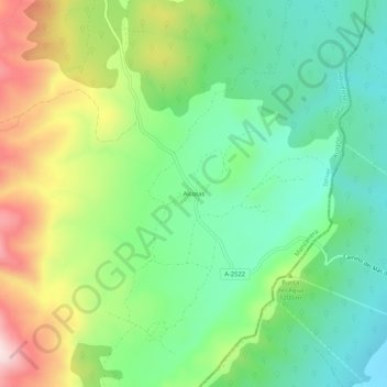 Carte topographique Alcotas, altitude, relief