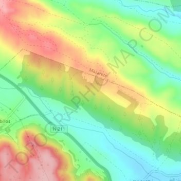 Carte topographique Tobillos, altitude, relief