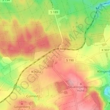 Carte topographique Bahnhof Klingenberg, altitude, relief
