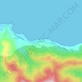 Carte topographique Assoumath, altitude, relief