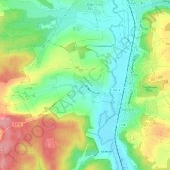 Carte topographique Überauchen, altitude, relief