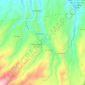 Carte topographique Pullincate, altitude, relief