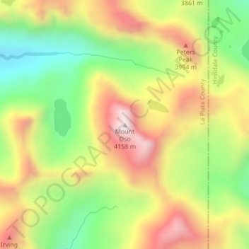 Carte topographique Mount Oso, altitude, relief