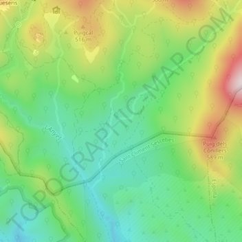 Carte topographique la Rabassada, altitude, relief