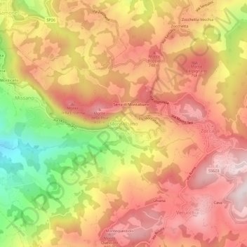 Carte topographique Montalbano, altitude, relief