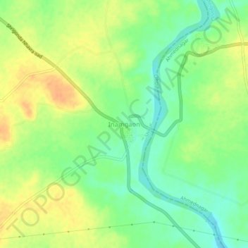 Carte topographique Inamgaon, altitude, relief