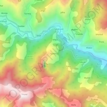 Carte topographique Gumra, altitude, relief