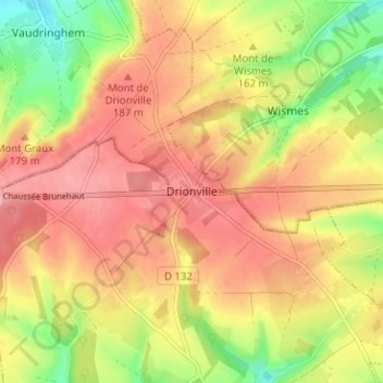Carte topographique Drionville, altitude, relief
