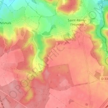 Carte topographique Le Long des Bois, altitude, relief