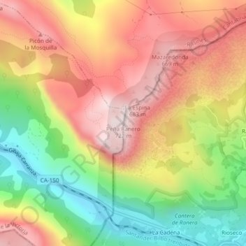 Carte topographique Peña Ranero, altitude, relief
