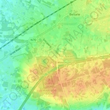 Carte topographique Patotterij, altitude, relief