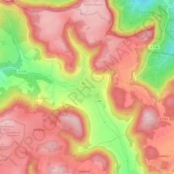 Carte topographique Tieringen, altitude, relief