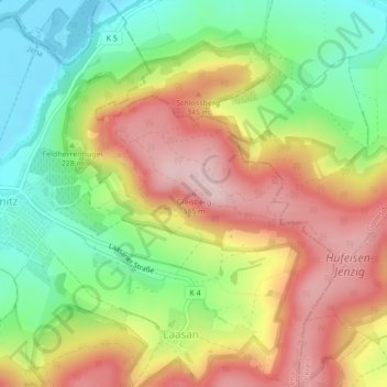 Carte topographique Gleisberg, altitude, relief