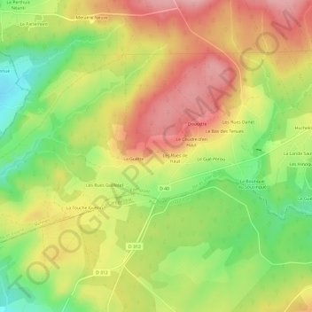 Carte topographique Beauvais, altitude, relief
