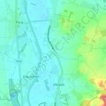 Carte topographique Léaucourt, altitude, relief