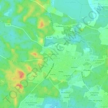 Carte topographique Cabarriou, altitude, relief
