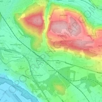Carte topographique Vorackerrain, altitude, relief