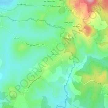Carte topographique Chamnay, altitude, relief