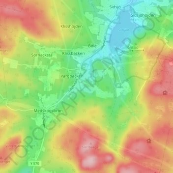 Carte topographique Backarna, altitude, relief