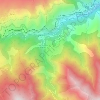 Carte topographique Prats-Balaguer, altitude, relief