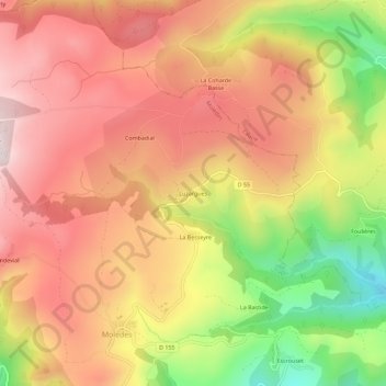 Carte topographique Luzargues, altitude, relief