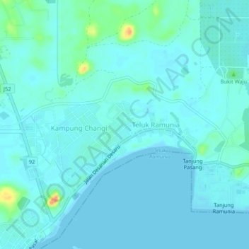 Carte topographique Kampung Simon, altitude, relief