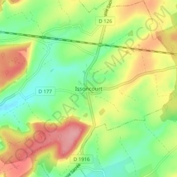 Carte topographique Issoncourt, altitude, relief