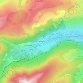 Carte topographique Fraisse-Haut, altitude, relief