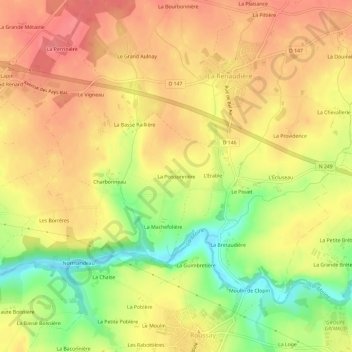 Carte topographique La Poissonnière, altitude, relief