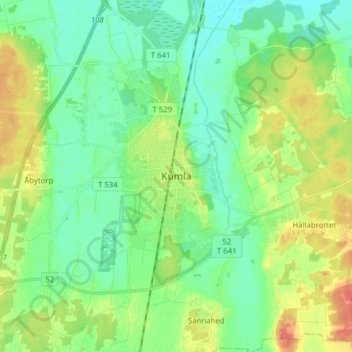 Carte topographique Kumla, altitude, relief