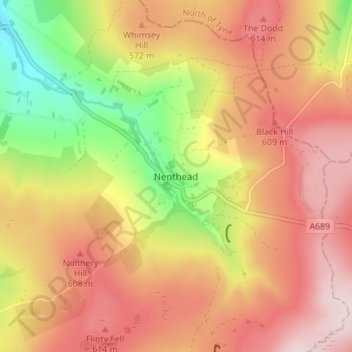 Carte topographique Nenthead, altitude, relief