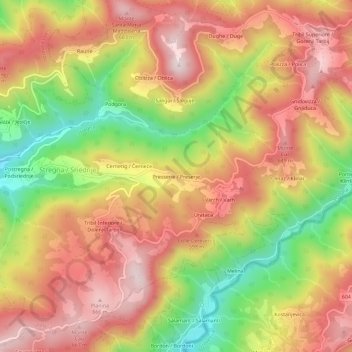 Carte topographique Preserie, altitude, relief