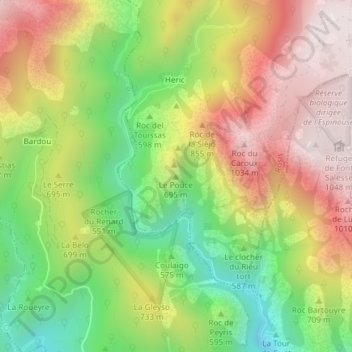 Carte topographique Le Pouce, altitude, relief