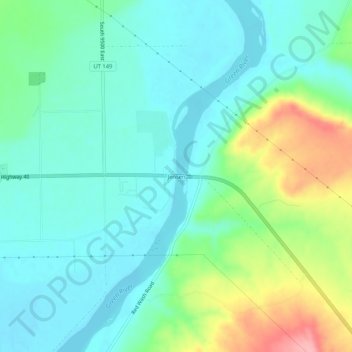 Carte topographique Jensen, altitude, relief