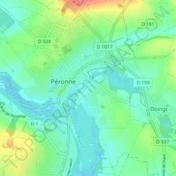Carte topographique Flamicourt, altitude, relief