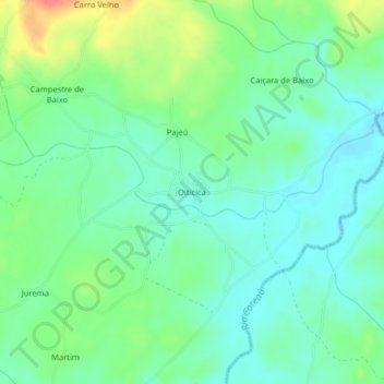 Carte topographique Oiticica, altitude, relief