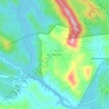 Carte topographique Kozhimala, altitude, relief