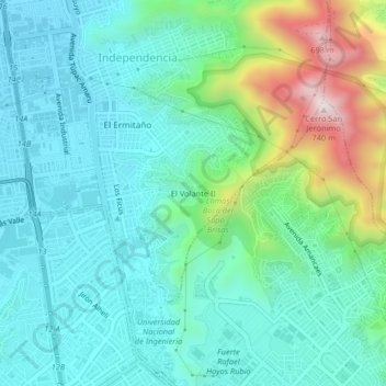 Carte topographique El Volante II, altitude, relief