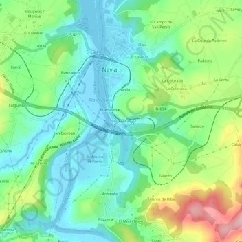 Carte topographique Las Aceñas, altitude, relief