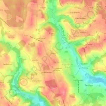 Carte topographique Chanoz, altitude, relief