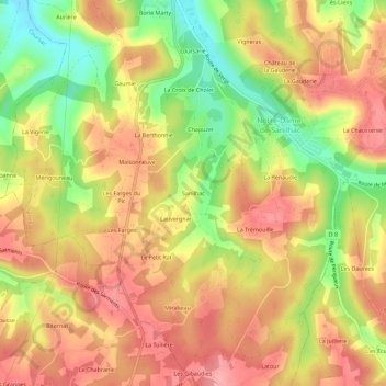 Carte topographique Sanilhac, altitude, relief