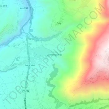 Carte topographique Cullashpampa, altitude, relief